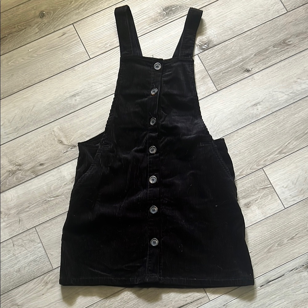 Black Corduroy Button-Down Dress